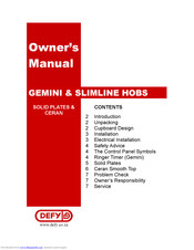 DEFY GEMINI SOLID PLATE HOB Owner's Manual