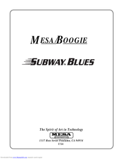 Mesa/Boogie Subway Blues Operating Instructions Manual