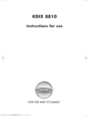 KitchenAid KDIX 8810 Instructions For Use Manual