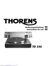 Thorens TD 350 Instructions For Use Manual