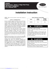 Carrier Performance 25HPA636 Installation Instructions Manual