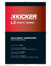 Kicker SOLO-BARIC S12L3 Owner's Manual