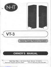 NHT VT-3 Owner's Manual