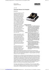 Audio Space Reference Two Preamplifier Quick Manual