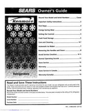 KENMORE Sears refrigerator Owner's Manual