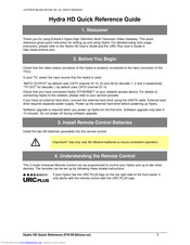 Entone Hydra HD A-Series Quick Reference Manual