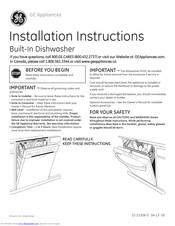 GE ADT521PGFWS Installation Instructions Manual