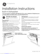GE PDT750SSFSS Installation Instructions Manual