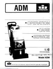 Windsor ADM Operator Instructions Manual