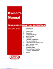 DEFY GEMINI MULTI FUNCTION THERMOFAN Owner's Manual
