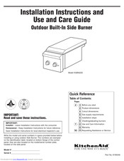 KitchenAid KSBN220 Installation Instructions And Use And Care Manual