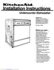 Kitchenaid Undercounter Dishwasher 4171206 Installation Instructions Manual