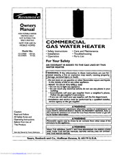 KENMORE Gas water heater 153.337000 Owner's Manual
