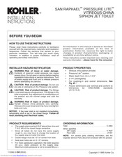 Kohler SAN RAPHAEL PRESSURE LITE K-3394 Installation Instructions Manual