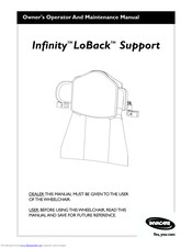 Invacare Infinity LoBack Support Owner's Operator And Maintenance Manual
