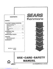KENMORE 40425 Use And Care Safety Manual