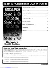 KENMORE Sears room air conditioner Owner's Manual