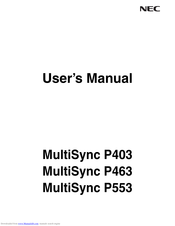 NEC P703 User Manual