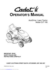 Cub Cadet CLT 160 Operator's Manual