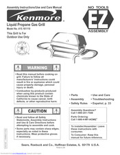 KENMORE 415.161110 Assembly Instructions/Use And Care Manual