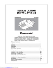 panasonic Whisper Value-Lite FV-08VSL1 Installation Instructions Manual