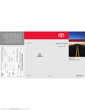 Toyota AVALON HYBRID Warranty & Maintenance Manual