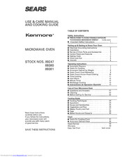 KENMORE Sears 89247 Use And Care Manual And Cooking Manual