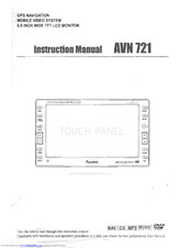 Farenheit 6.5 inch Wide TFT LCD Monitor AVN 721 Instruction Manual