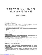 Acer Aspire V5-452 Quick Manual