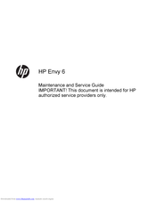 HP Envy 6 Maintenance And Service Manual