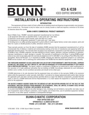 Bunn IC3B Installation & Operating Instructions Manual