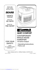 KENMORE Sears 758.144107 Quiet comfort Owner's Manual