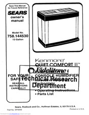Kenmore Sears 758.144530 Owner's Manual