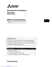 Mitsubishi MXZ-4A80VA Installation Manual