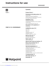 Hotpoint FDEF 51110 EXPERIENCE Instructions For Use Manual