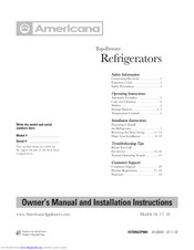 AMERICANA A3316ABSJRWW Owner's Manual & Installation Instructions