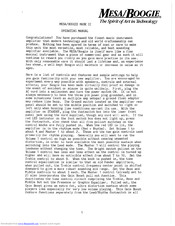 Mesa/Boogie Mark IIA Operating Manual
