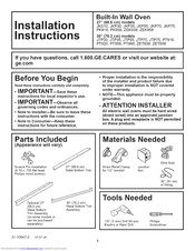GE Built-ln Wall Oven Installation Instructions Manual