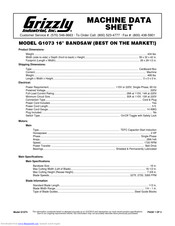 Grizzly G1073 Datasheet