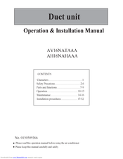 haier AV16NATAAA Operation & Installation Manual