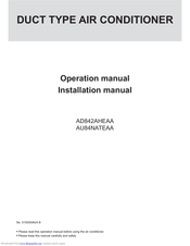 haier AU84NATEAA Operation Manual & Installation Manual