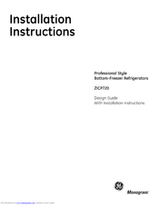 GE Monogram ZICP720 Installation Instructions Manual