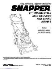 SNAPPER 7800265 Operator's Manual