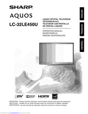 SHARP Aquos LC-32LE450U Operation Manual