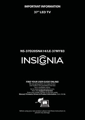 Insignia NS-37D20SNA14 Important Information Manual