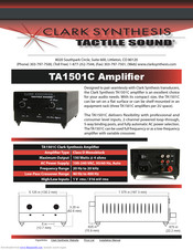 Clark Synthesis TACTILE SOUND TA1501C Specifications