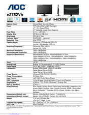 AOC e2752Vh Dimensions