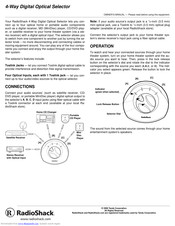 Radio Shack 15-1586 - Digital Optical Selector Owner's Manual
