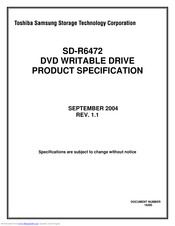 Toshiba R6472 - DVD±RW Drive - IDE Specifications