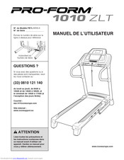 ProForm 1010 Zlt Treadmill Manuel De L'utilisateur